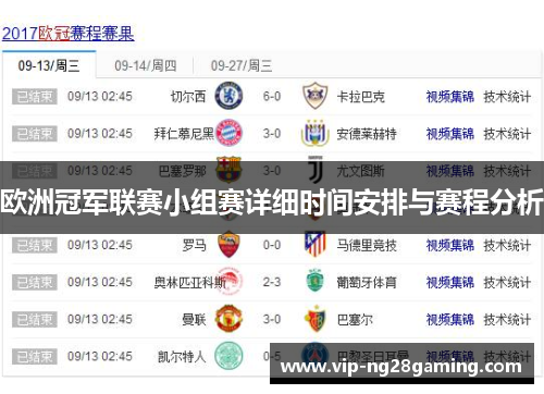 欧洲冠军联赛小组赛详细时间安排与赛程分析